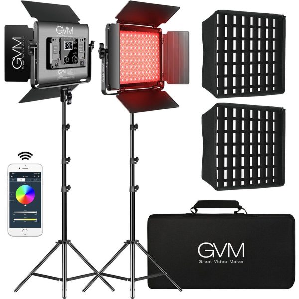 2 Luces Led GVM 1000D Rgb (kit de 2 luces LED con softboxes)