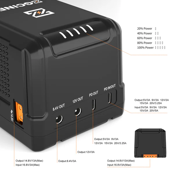 Batería de montaje en V ZGCINE ZG-S200 - Imagen 9